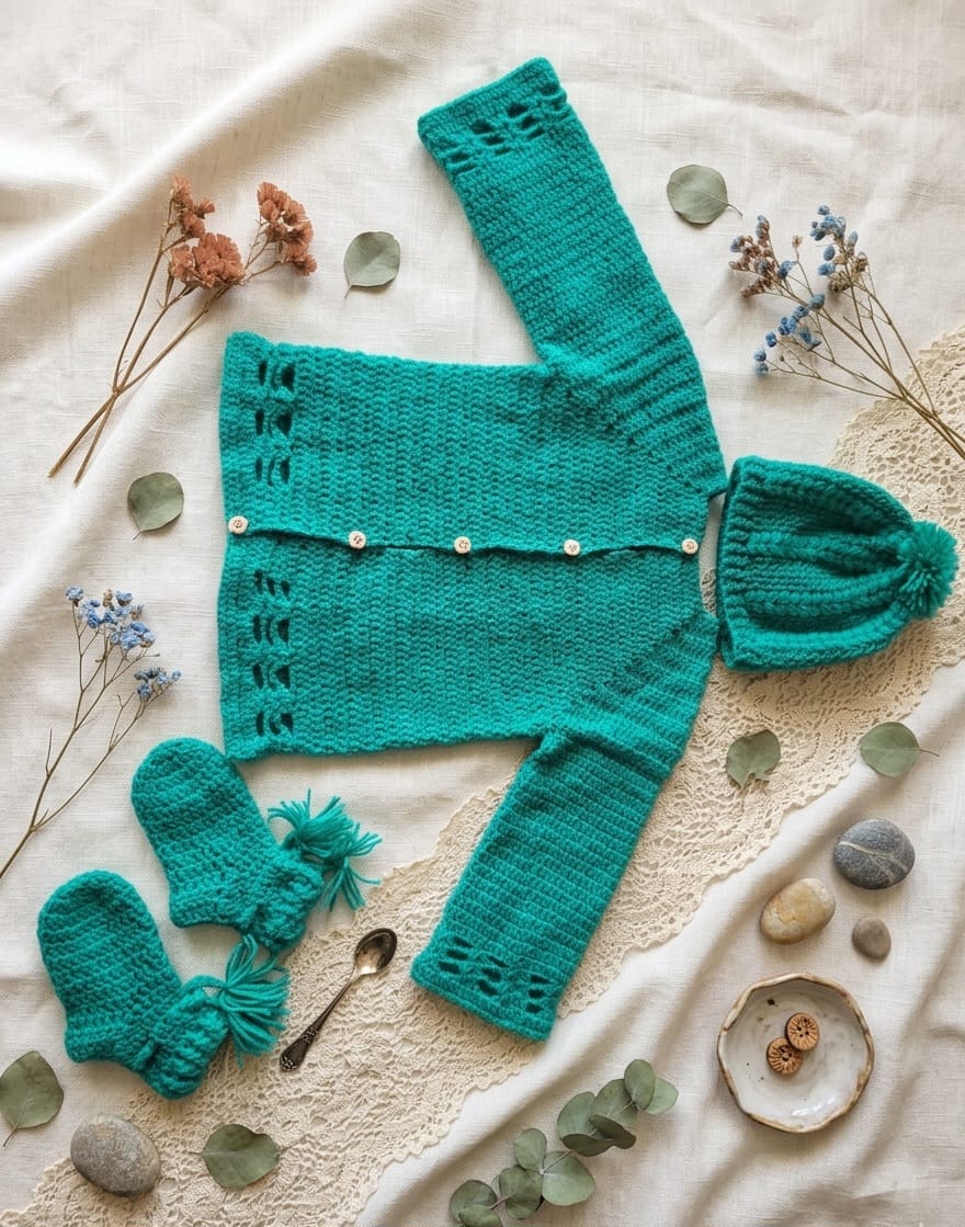 Teal Whisper Baby Crochet Set